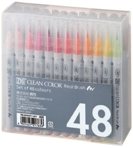 KURETAKE Pisaki pędzelkowe ZIG Clean Color Real Brush 48 kolorów