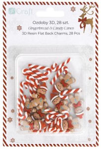 DPCRAFT Świąteczne ozdoby polimerowe 3D 28 sztuk Gingerbread & Candy Canes