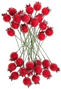 DPCRAFT Szronione czerwone jagody 1,5 cm 31 sztuk