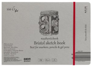 SMLTArt Blok szkicowy szkicownik szyty z gumką 24,5 x 17,6 cm 185 g 18 arkuszy Authentic Bristol