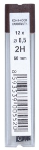 KOH-I-NOOR Rysiki grafity do ołówka 0,5 mm 2H