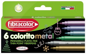 FIBRACOLOR Flamastry pisaki mazaki metaliczne Colorito 6 kolorów Metal