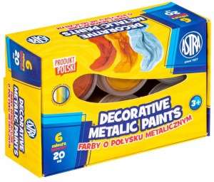 ASTRA Farby plakatowe metaliczne 6 kolorów 20 ml