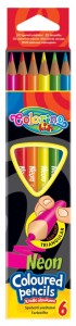 COLORINO Kredki ołówkowe trójkątne 6 kolorów NEON