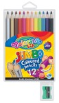 COLORINO Kredki ołówkowe grube Jumbo 12 kol +złota srebrna
